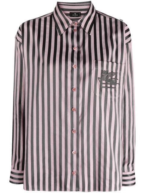 ETRO Pegaso-embroidered striped shirt - Pink - zdjęcie produktu nr 1
