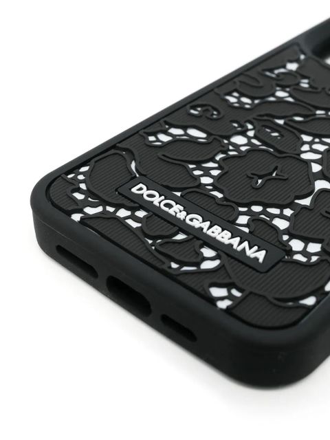 Dolce & Gabbana floral logo-patch iPhone Pro Max case - Black