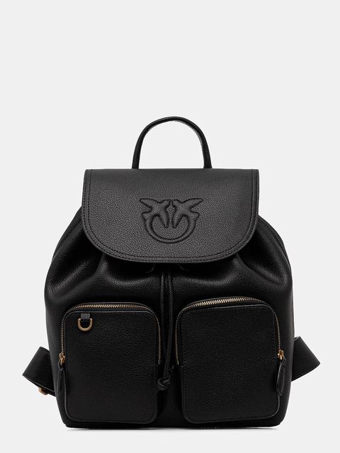 Pinko plecak skórzany damski kolor czarny mały z aplikacją 104351 A29Q - zdjęcie produktu nr 1