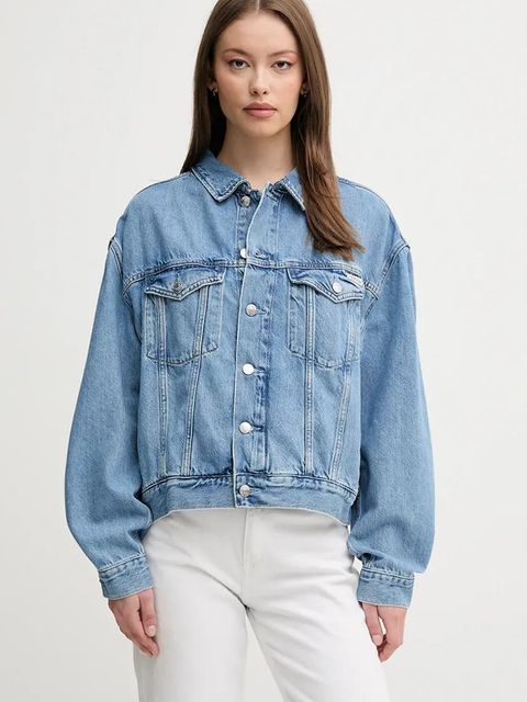 Calvin Klein Jeans kurtka jeansowa kolor niebieski przejściowa oversize J20J225182 - zdjęcie produktu nr 1