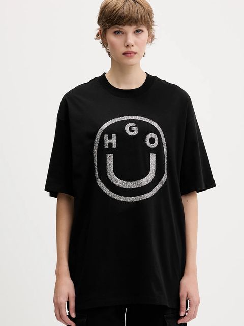 Hugo Blue t-shirt bawełniany damski kolor czarny 50550141 - zdjęcie produktu nr 1