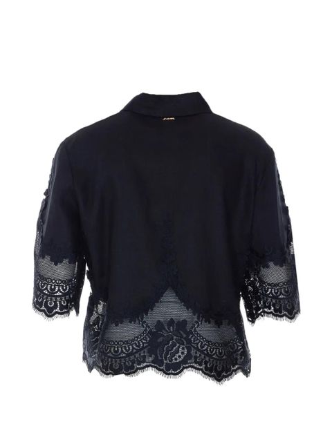 TWINSET lace-embroidered linen shirt - Black - zdjęcie produktu nr 2