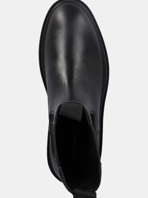 Calvin Klein sztyblety skórzane CONVATE WELT CHELSEA LTH damskie kolor czarny na płaskim obcasie YW0YW01905