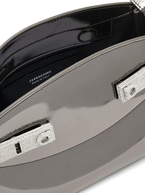 Ferragamo jewel-embellished clutch bag - Grey