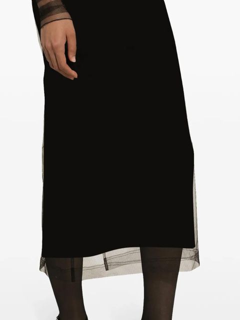 Dolce & Gabbana sheer-trim midi skirt - Black