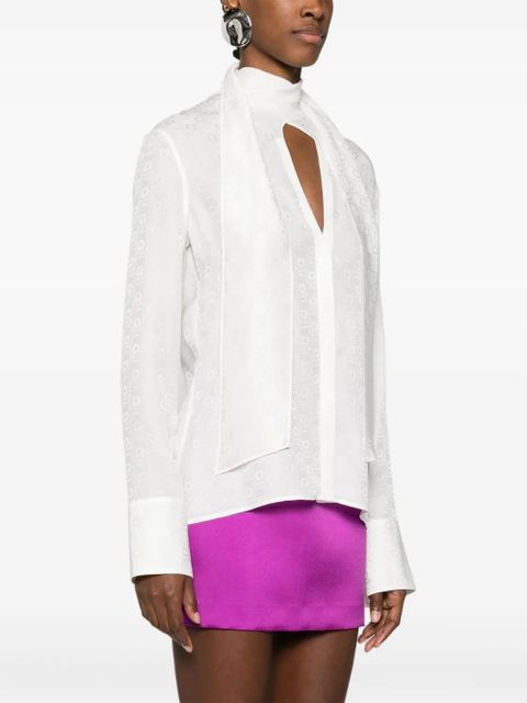 Ferragamo monogram-jacquard silk shirt - White
