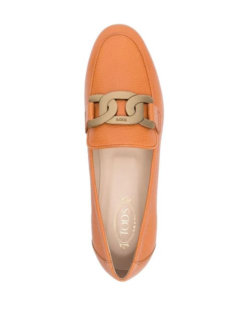 Tod's Kate gold-chain leather loafers - Orange