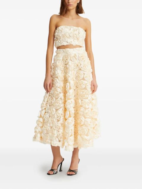 ROTATE BIRGER CHRISTENSEN Sun rose-embellished maxi skirt - Neutrals - zdjęcie produktu nr 2