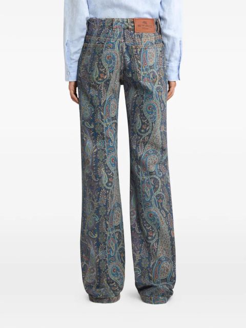 ETRO floral paisley-motif flared jeans - Blue