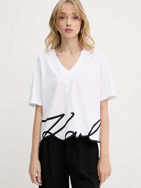 Karl Lagerfeld t-shirt bawełniany damski kolor biały A2W17104 - zdjęcie produktu nr 1