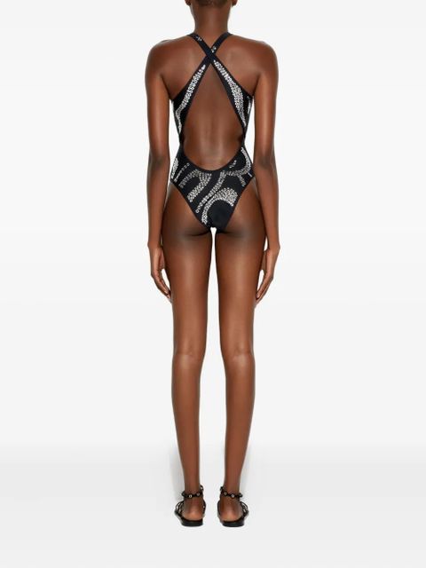 PUCCI embellished cross-back swimsuit - Black