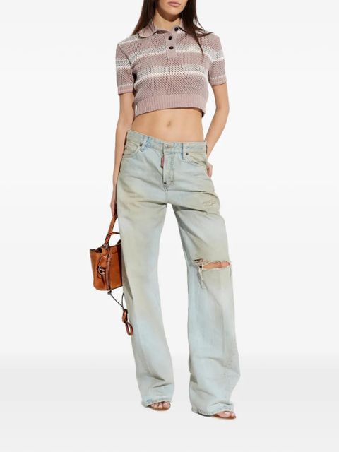 AMIRI buttoned striped polo top - Pink - zdjęcie produktu nr 2