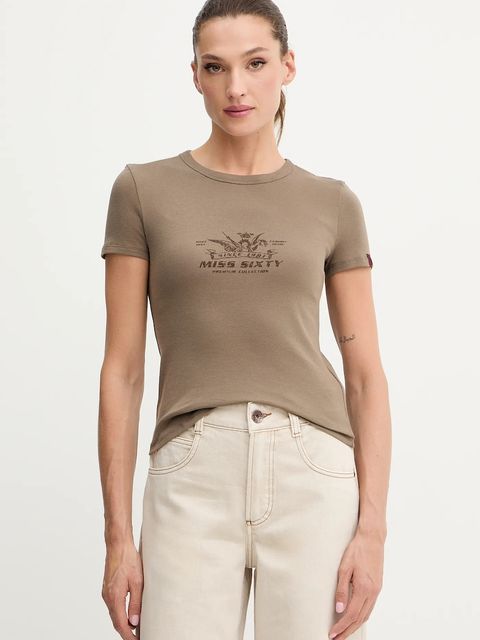 Miss Sixty t-shirt damski kolor brązowy 6S3SJ56300 - zdjęcie produktu nr 1