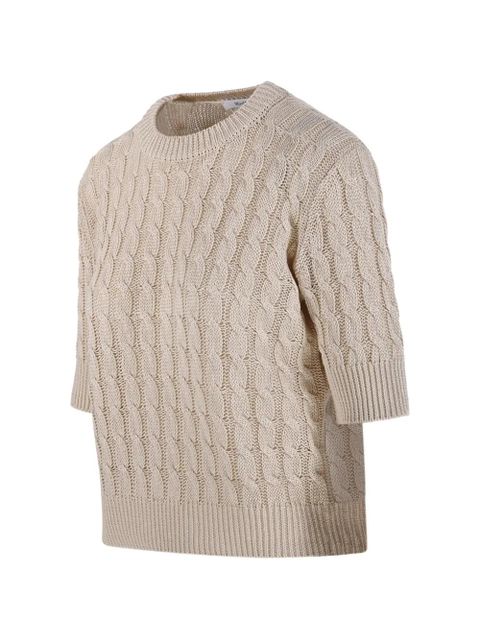 Max Mara cable knit short-sleeve sweater - Neutrals