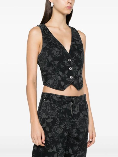 Blumarine floral-pattern vest - Black