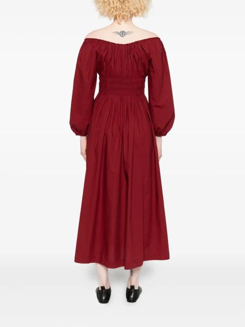 DÔEN Quintessa puff-sleeve smocked dress - Red