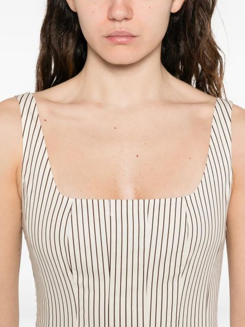STAUD striped midi dress - White