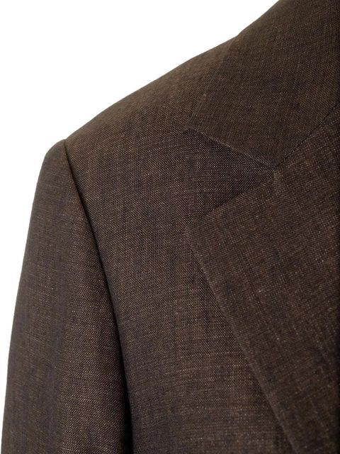 LOEWE linen single-breasted blazer - Brown