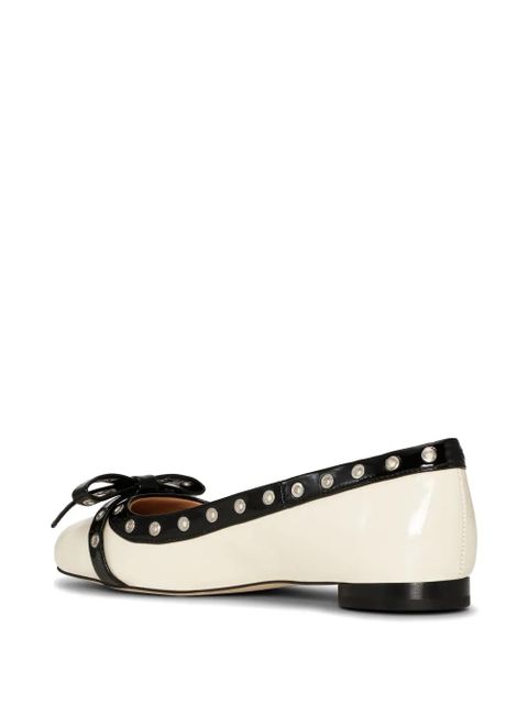 GANNI eyelet-embellishment bow-detail ballet flats - White
