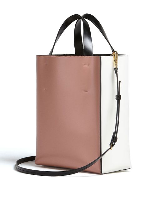 Marni Museo drawstring leather tote bag - White