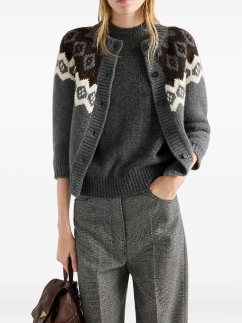 Prada intarsia button-up cardigan - Grey