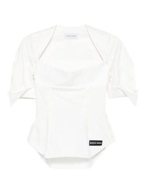 Marine Serre square-neck button-detail blouse - White - zdjęcie produktu nr 1