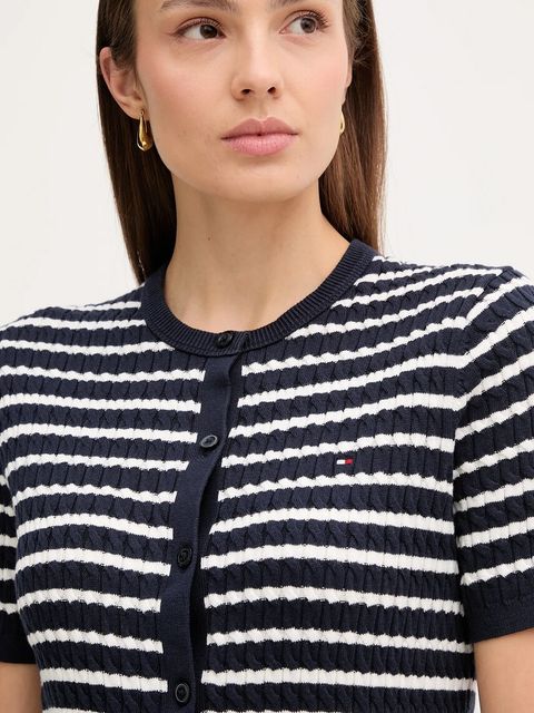Tommy Hilfiger kardigan bawełniany damski kolor granatowy lekki WW0WW45707 - zdjęcie produktu nr 2