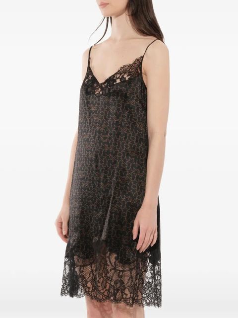 Givenchy star-print lace-trim midi dress - Black