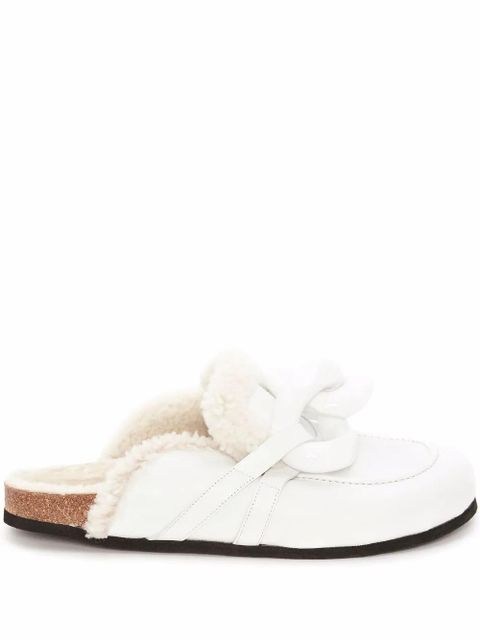 JW Anderson Chain shearling loafer mules - White - zdjęcie produktu nr 1