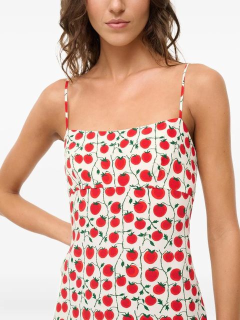 STAUD Remington tomato-print slip dress - Neutrals