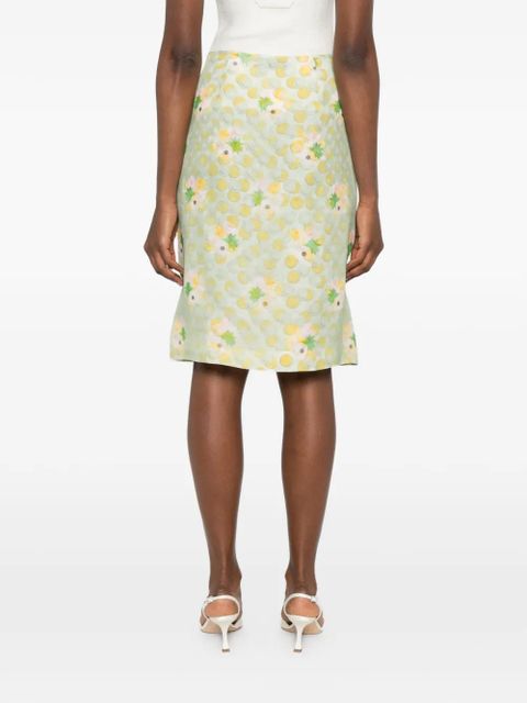 FENDI floral-print pocket midi skirt - Green