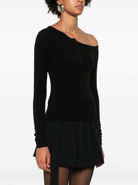 Eleh one-shoulder button top - Black - zdjęcie produktu nr 2