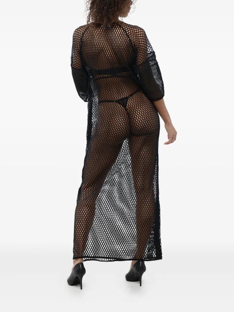 Off-White mesh logo-stripe maxi dress - Black