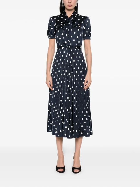 Self-Portrait polka dot pleated midi dress - Blue - zdjęcie produktu nr 2