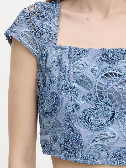 Guess bluzka bawełniana DOMITILLE damska kolor niebieski gładka W5GH65 WH521