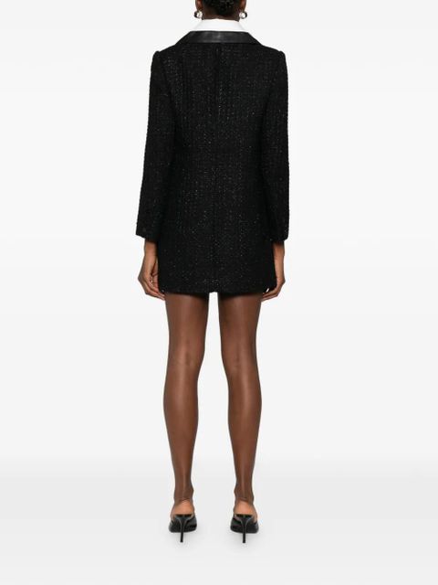 Self-Portrait bouclé mini dress - Black
