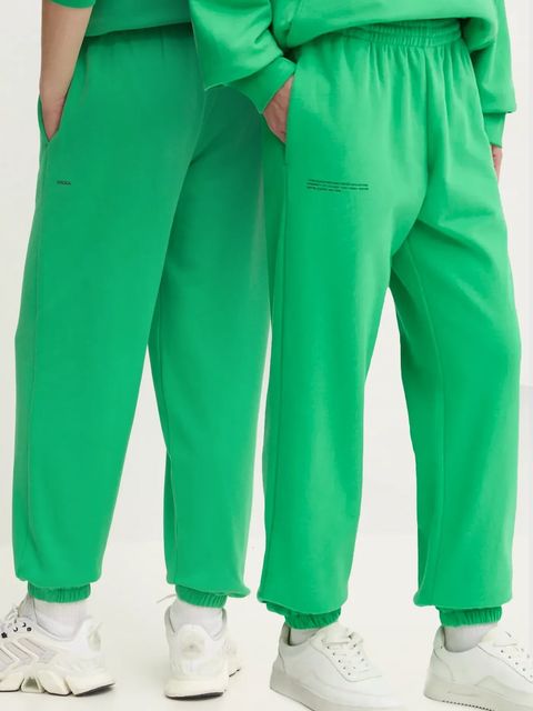 Pangaia spodnie dresowe bawełniane kolor zielony gładkie