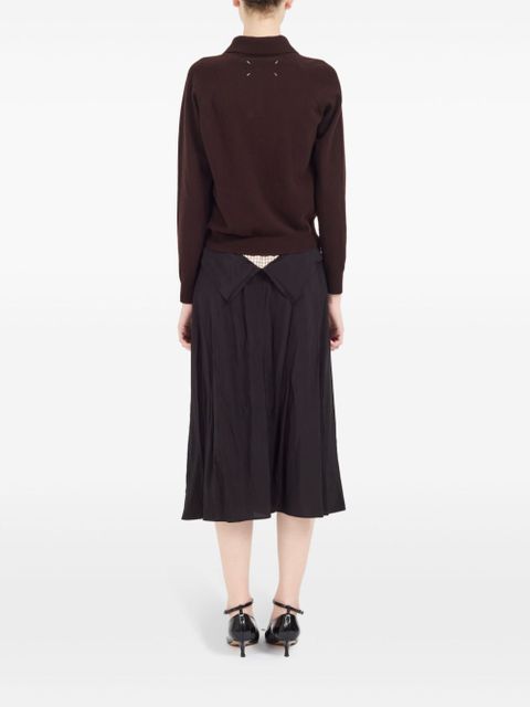Maison Margiela polo collar ribbed knit top - Brown