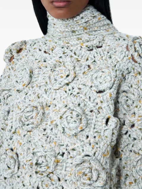 GANNI floral crochet sweater - White