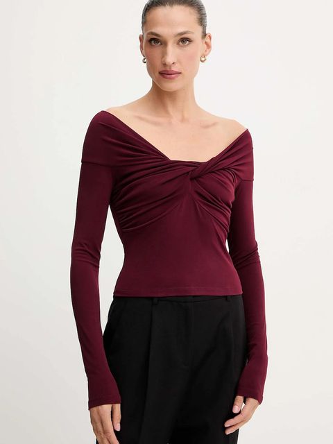Patrizia Pepe bluzka damska kolor bordowy gładka 2M4477 J333 - zdjęcie produktu nr 1