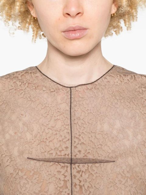 FENDI floral-lace top - Brown