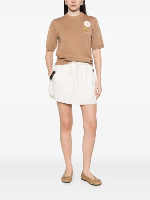 GANNI floral-appliqué short-sleeve sweater - Neutrals - zdjęcie produktu nr 2