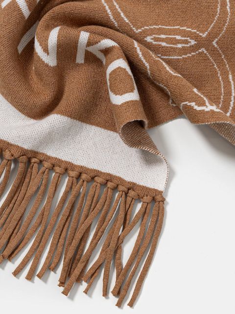 Pinko szalik z dodatkiem wełny damski kolor brązowy wzorzysty 105992 A2YO - zdjęcie produktu nr 2