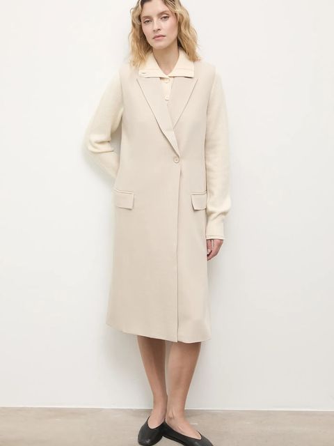 Answear.LAB kamizelka kolor beżowy dwurzędowa