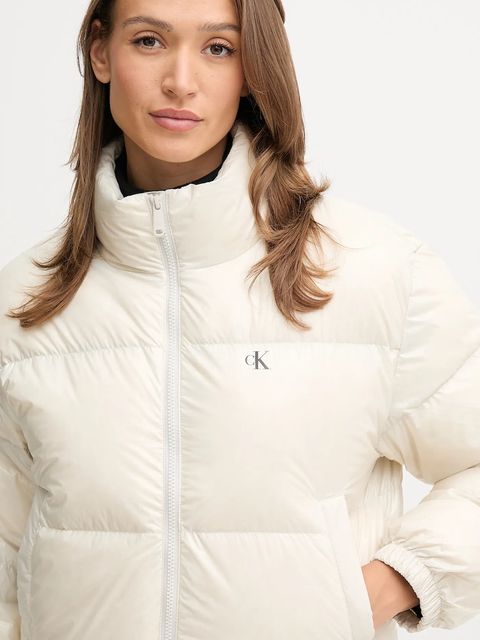 Calvin Klein Jeans kurtka puchowa kolor beżowy zimowa LV047D510G