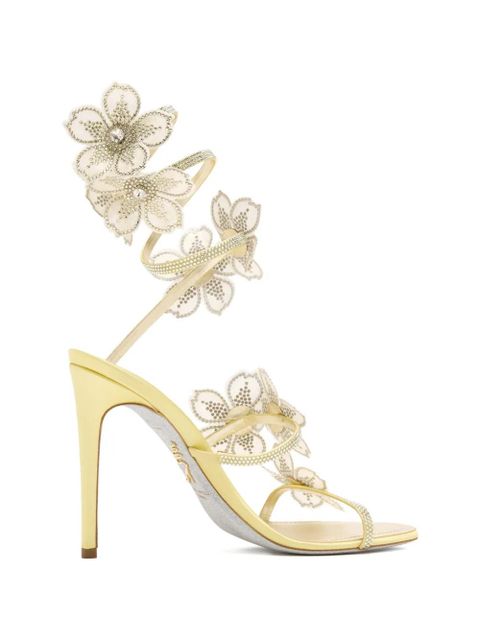René Caovilla Floriane floral strass sandals - Yellow