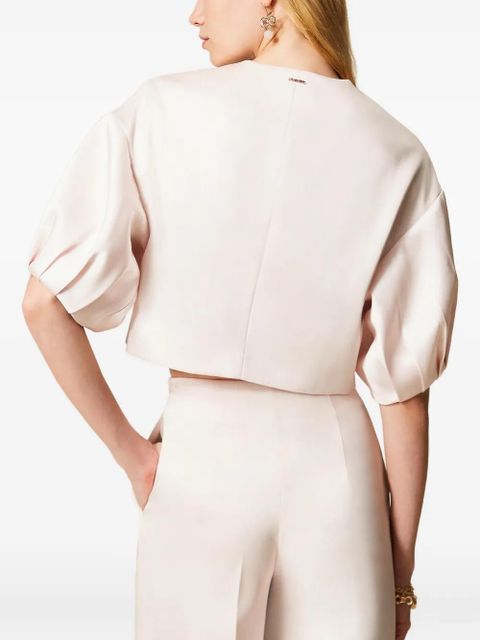 TWINSET duchess-satin puff-sleeve jacket - Pink