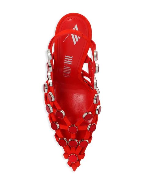 The Attico Grid 105mm leather pumps - Red