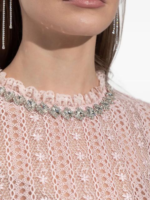 Self-Portrait open-work long-sleeve dress - Pink