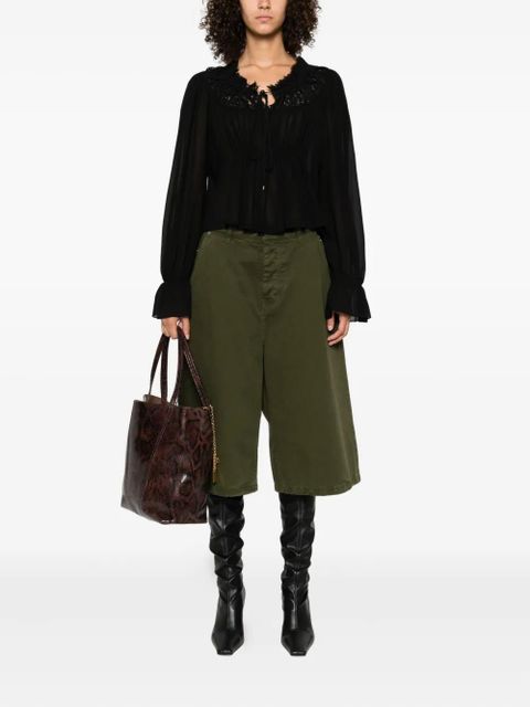 Chloé lace-trimmed pleated blouse - Black